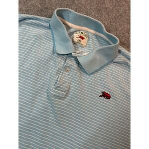Vintage Perlis Crawfish Polo Shirt Mens XXL Blue White Striped Pique Logo